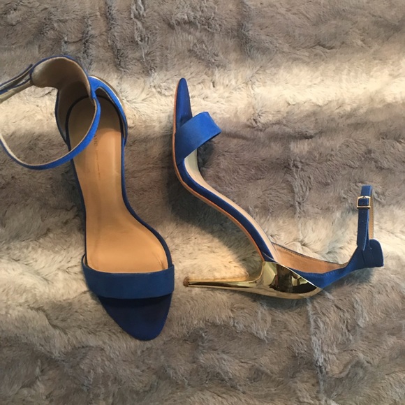 Zara Cobalt Blue Sandal with Gold Heel - Picture 1 of 4